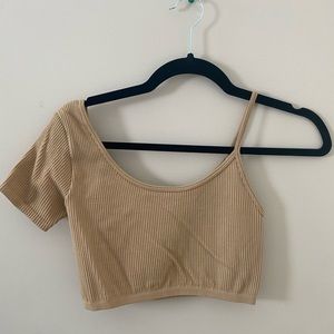 Zara seamless one shoulder crop top